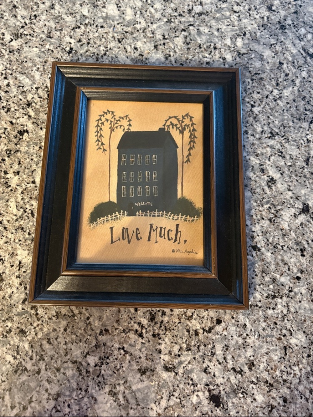 Framed 'Love Much' Folk Art Wall Art - Black Frame